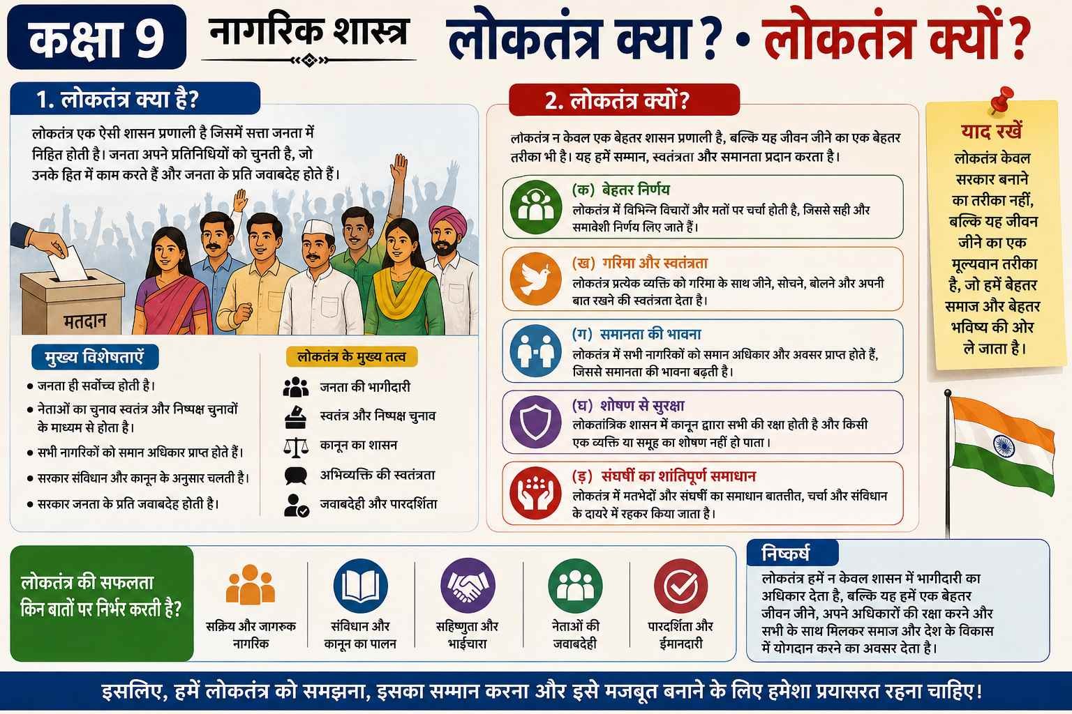 लोकतंत्र क्या? लोकतंत्र क्यों? (Class 9 Civics Notes in Hindi)