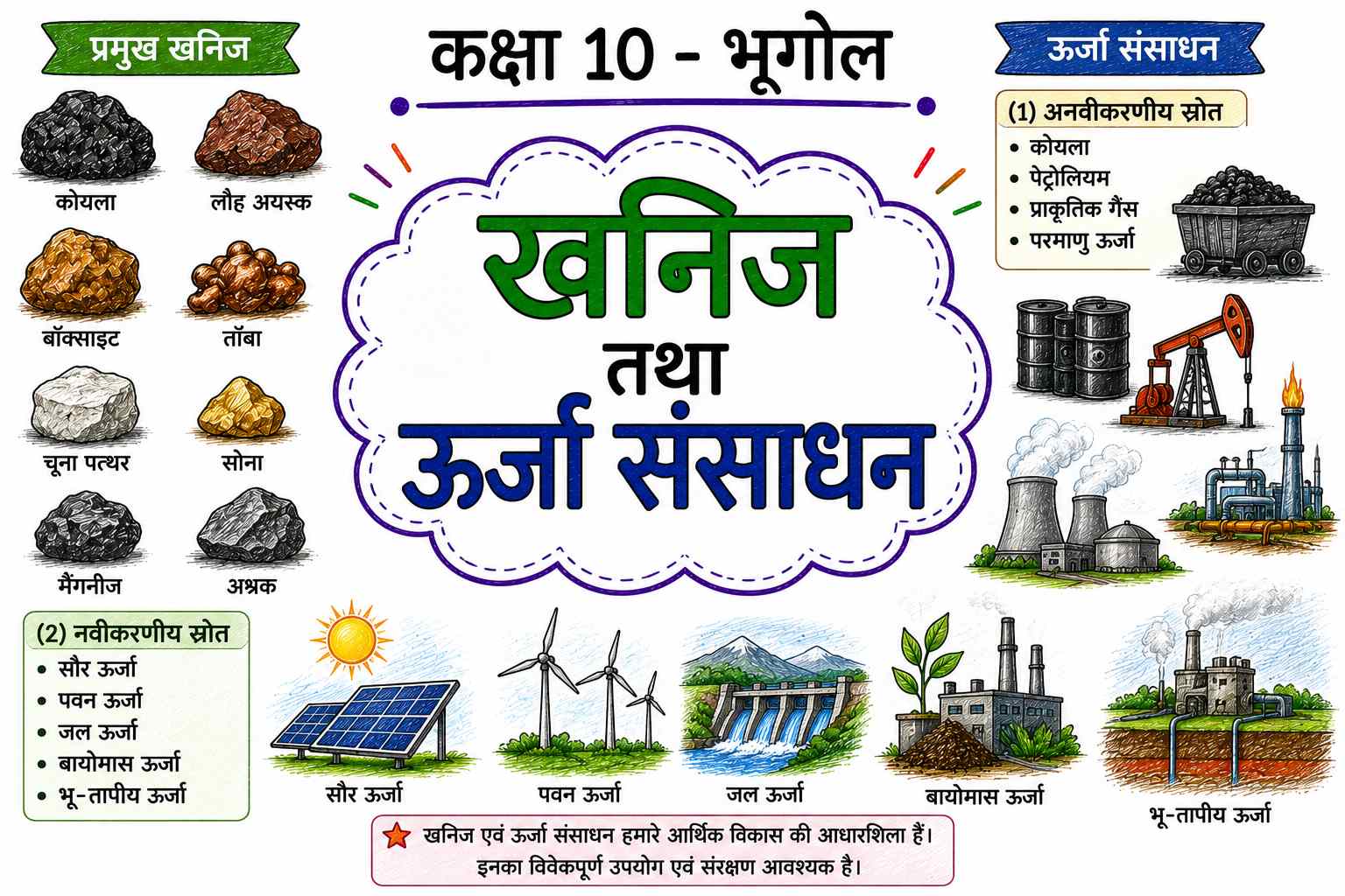 खनिज तथा ऊर्जा संसाधन (Class 10 Geography Notes in Hindi)