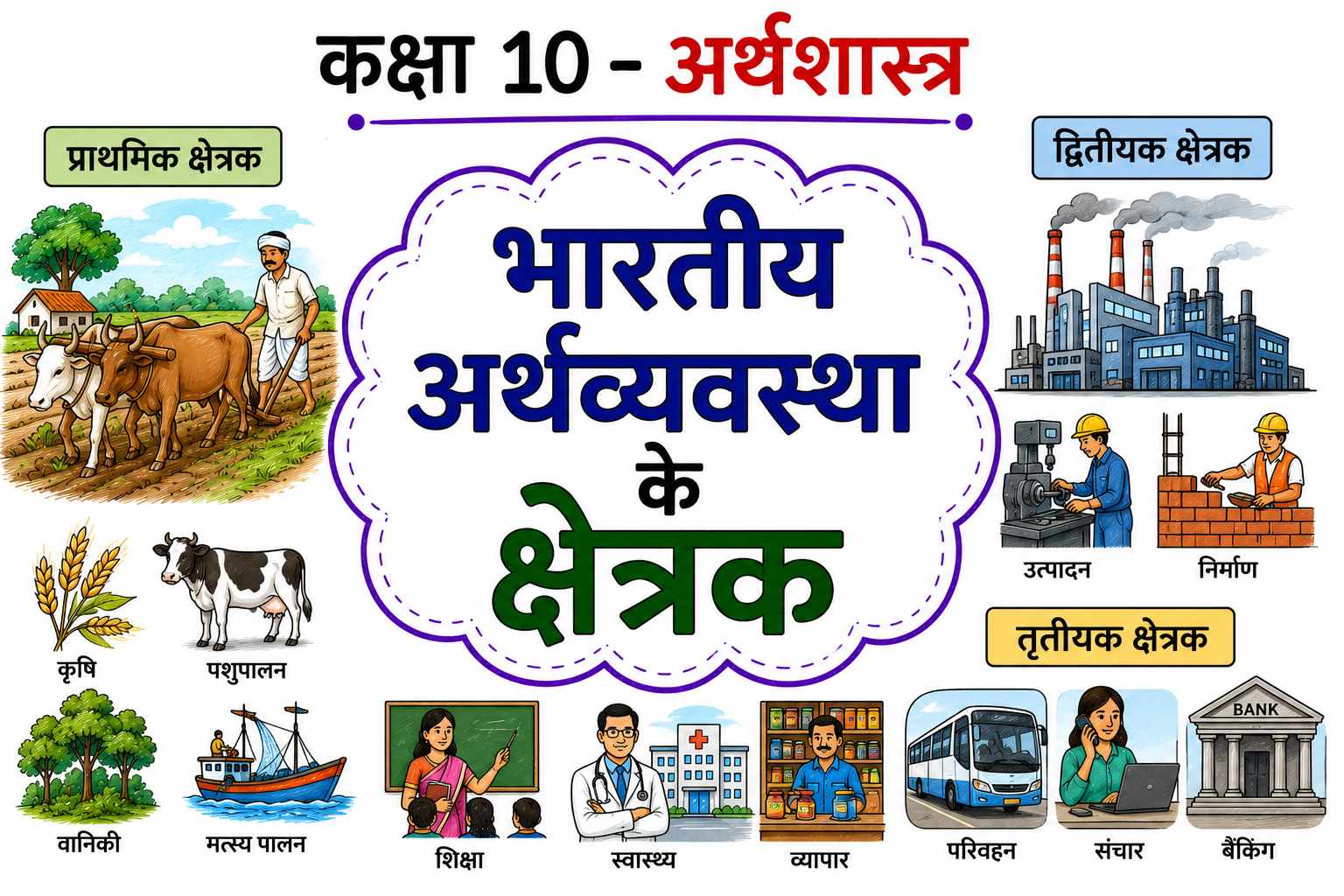 भारतीय अर्थव्यवस्था के क्षेत्रक (Class 10 Economics Notes in Hindi)
