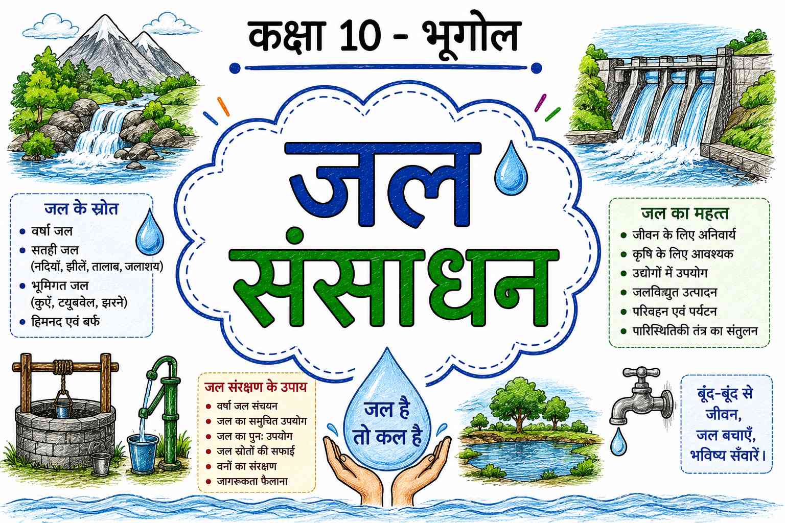 जल संसाधन (Class 10 Geography Notes in Hindi)