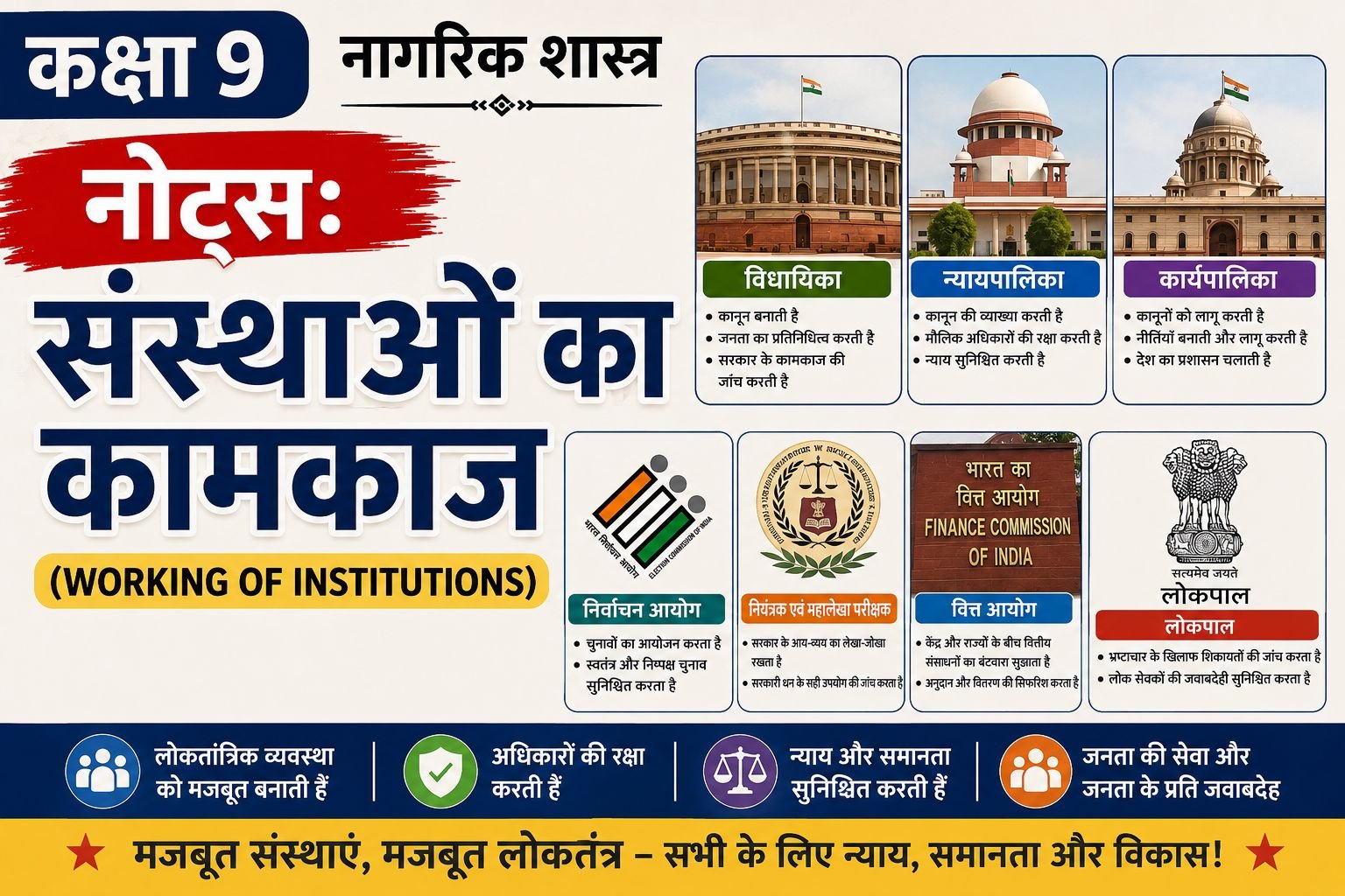 संस्थाओं का कामकाज (Class 9 Civics Notes in Hindi)
